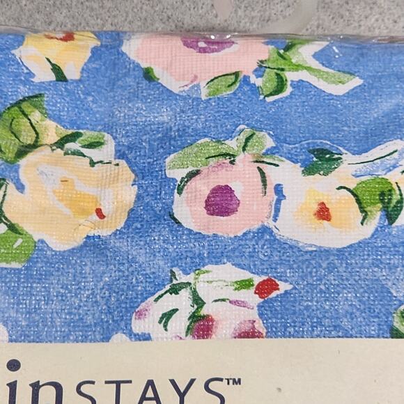 Mainstays Home Blue Floral Vinyl Flannel Back Tablecloth 52inx52in Square - NIP - Picture 2 of 5